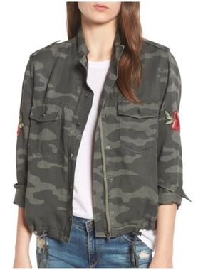 NWT Rails Camo Utility Jacket with Rose Embroidery - Olive Green